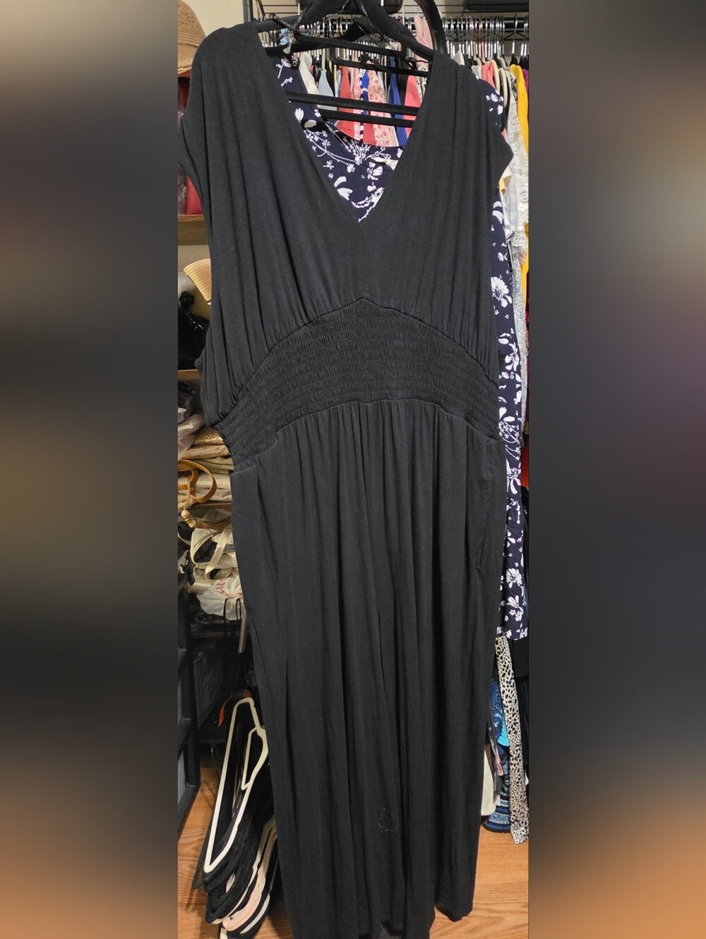 Old Navy Black Smocked-Waist Maxi Dress